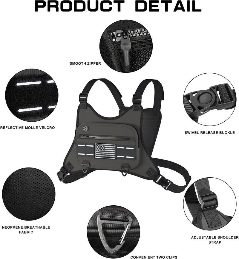 Dzanwo Sports Chest Bag For Men Women, Running Vest Bag With Built,Phone Holder For Workouts&Ski&Cycling&Hiking,Motorcycle Accessories - Image 5